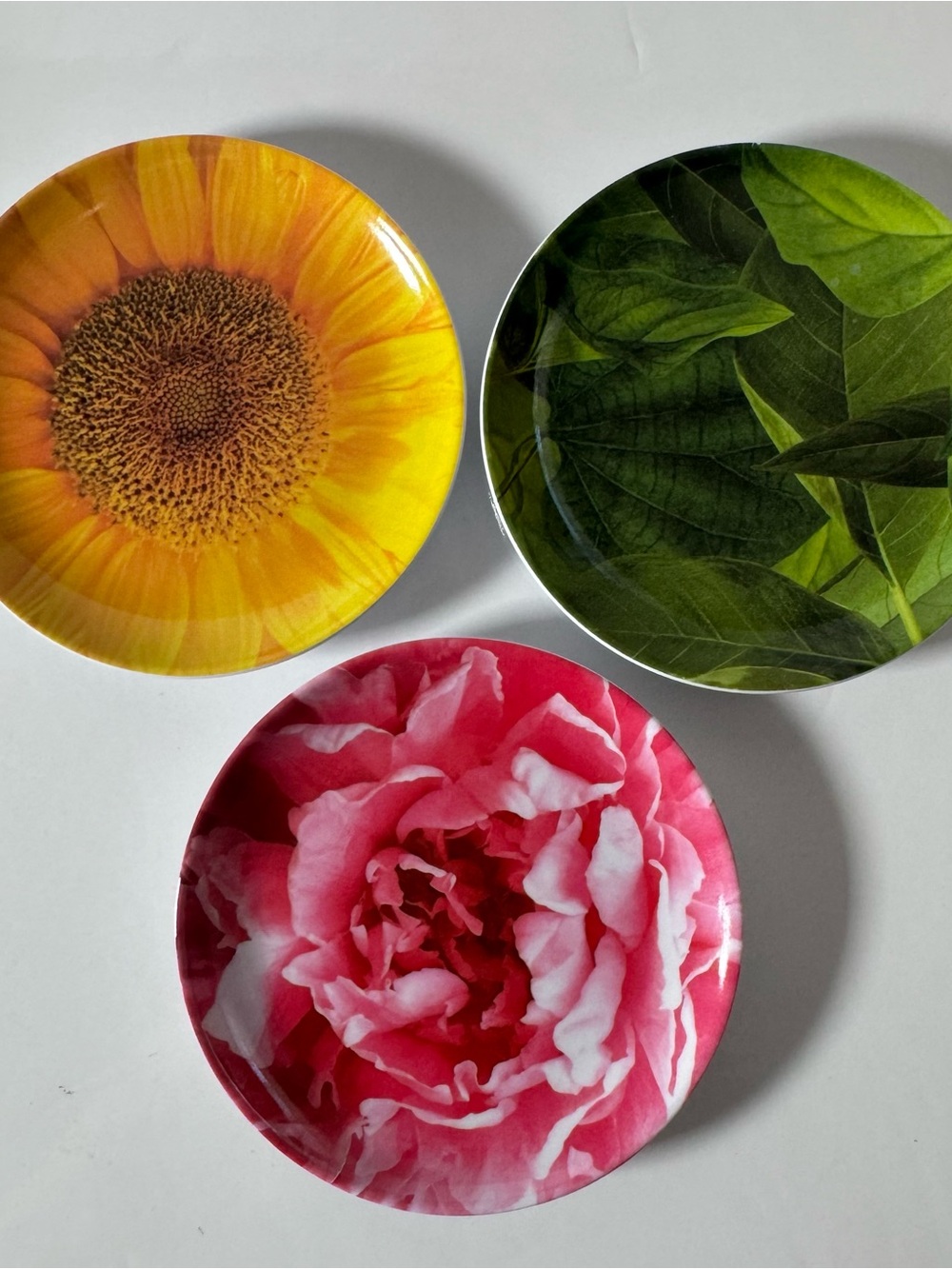 Kate Spade New York Floral Melamine Coaster Set of 3 Sunflower Peony Leaves